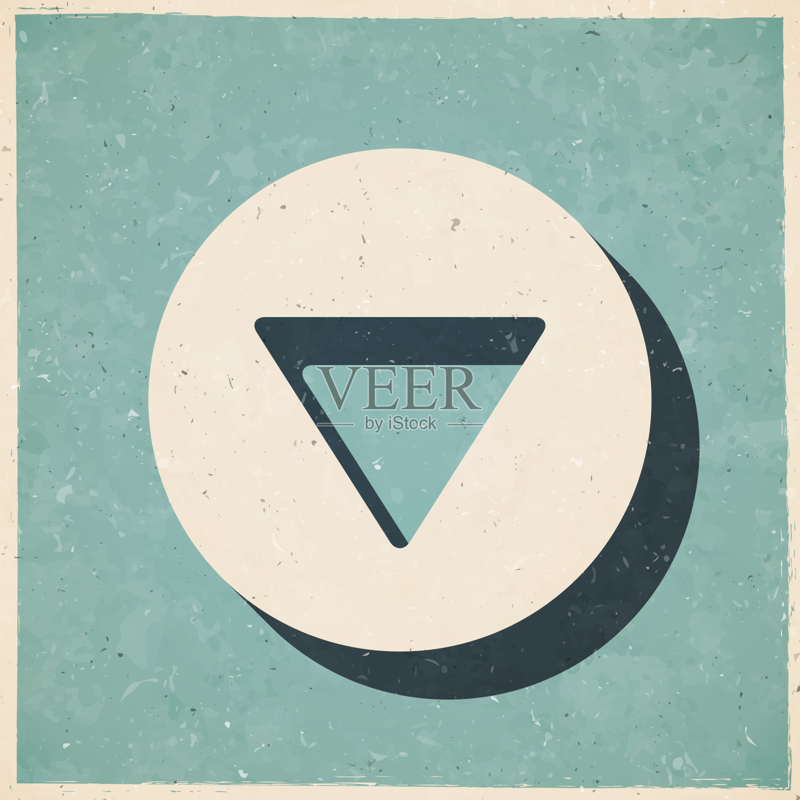 下按钮。复古风格的图标-旧的纹理纸插画图片素材