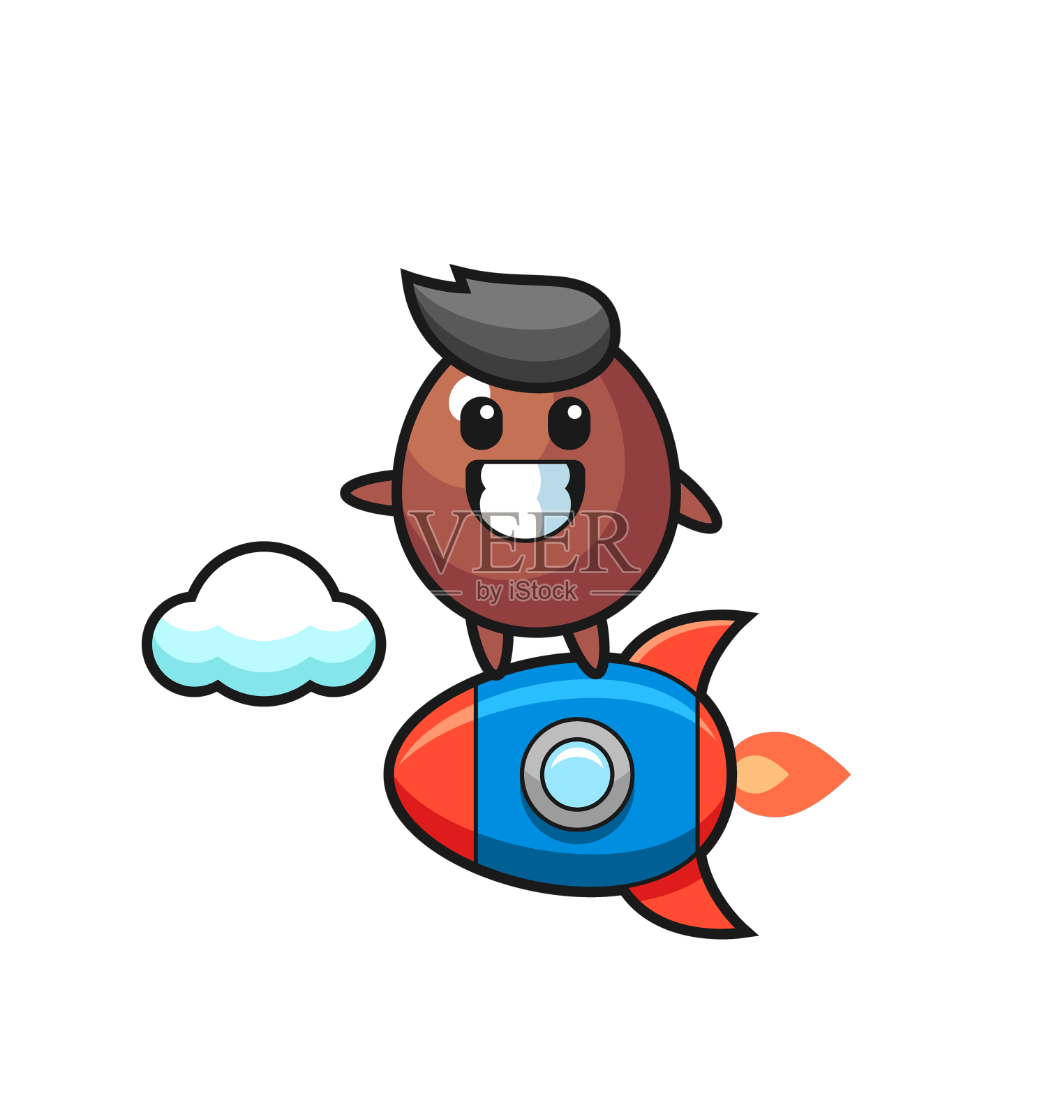 巧克力蛋吉祥物人物骑着火箭设计元素图片