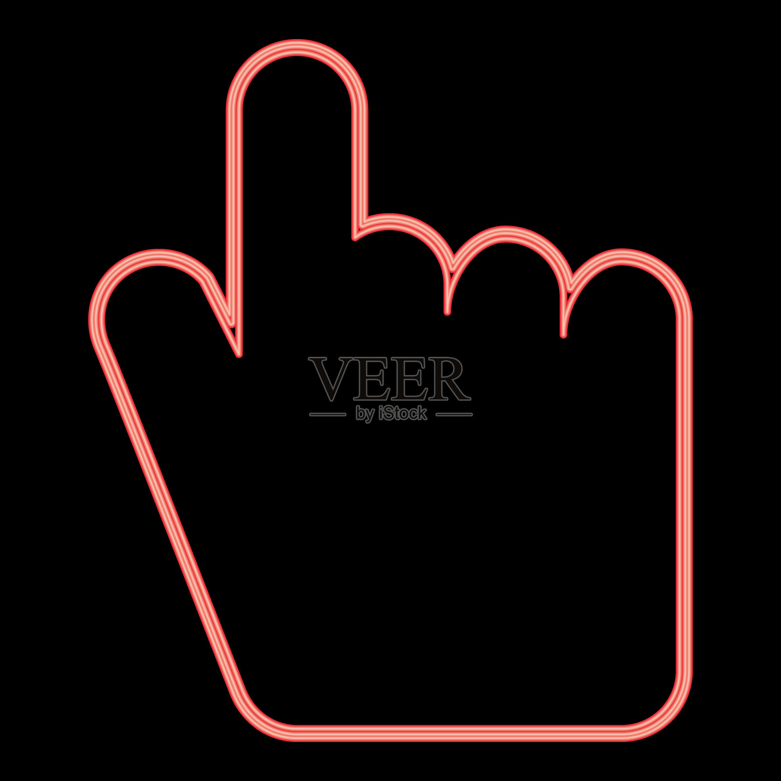 霓虹灯点手红色平面风格图像图标素材