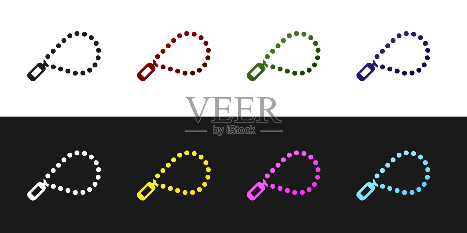 设置念珠宗教图标孤立在黑色图标素材