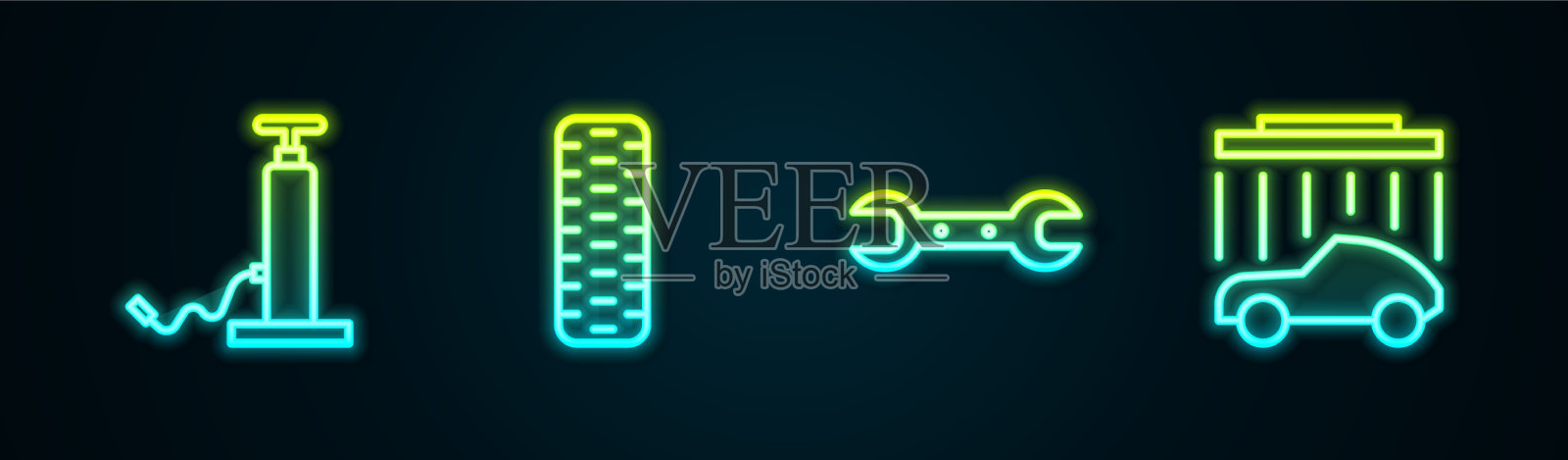 装线车气泵轮胎扳手扳手图标素材