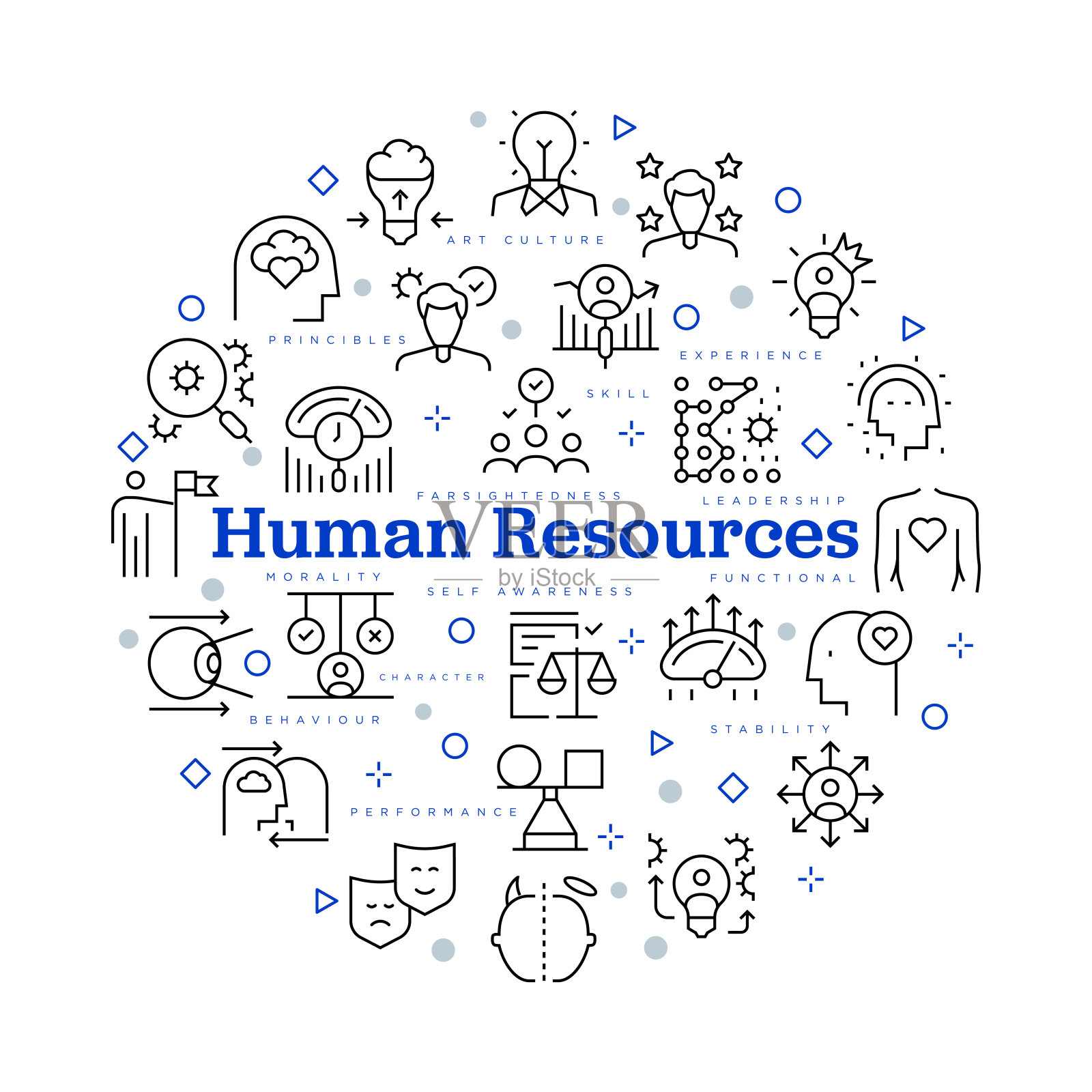 人力资源的概念。矢量设计与图标和关键字插画图片素材