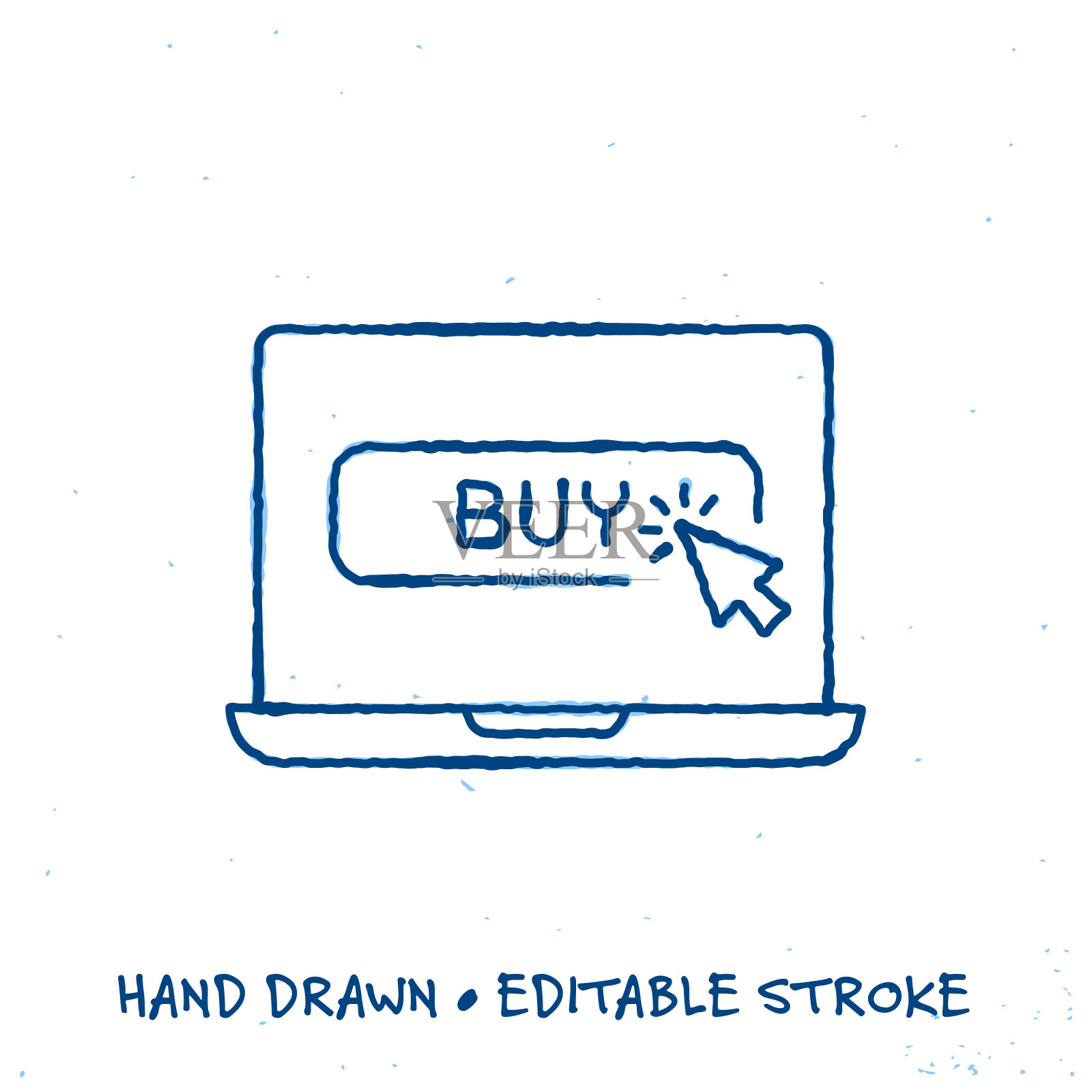 Sketchy在线购物线图标与可编辑的描边插画图片素材