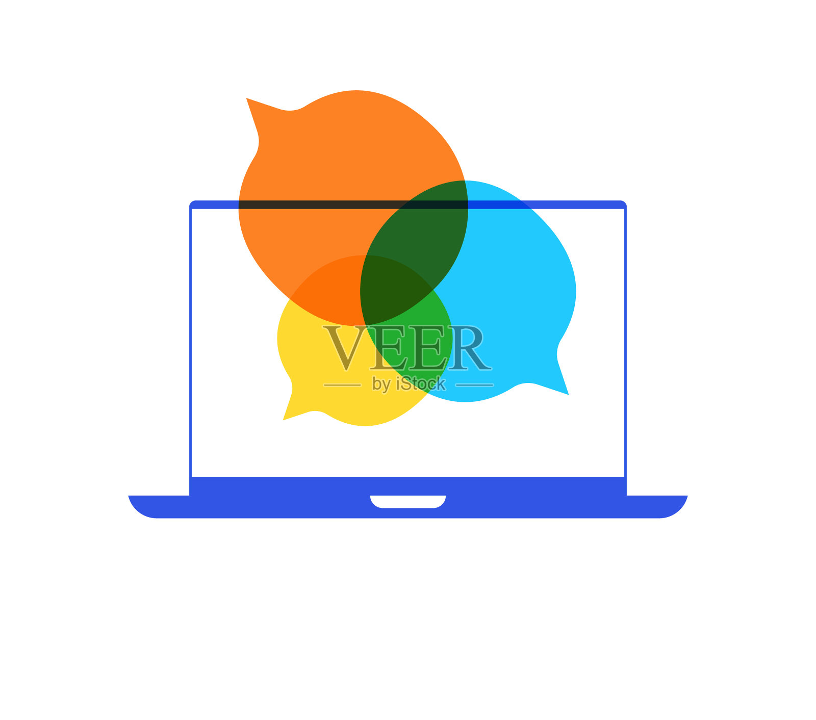 笔记本电脑在线消息传递插画图片素材