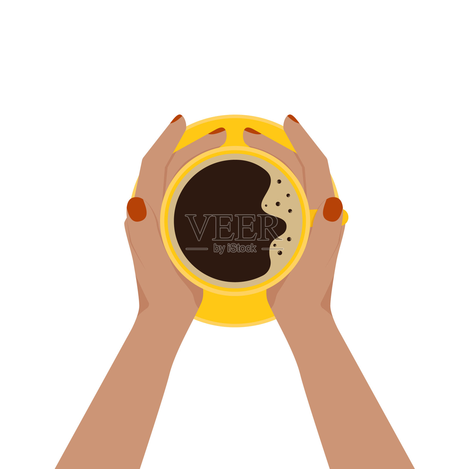 手拿咖啡杯。咖啡因的概念。平面向量插图插画图片素材