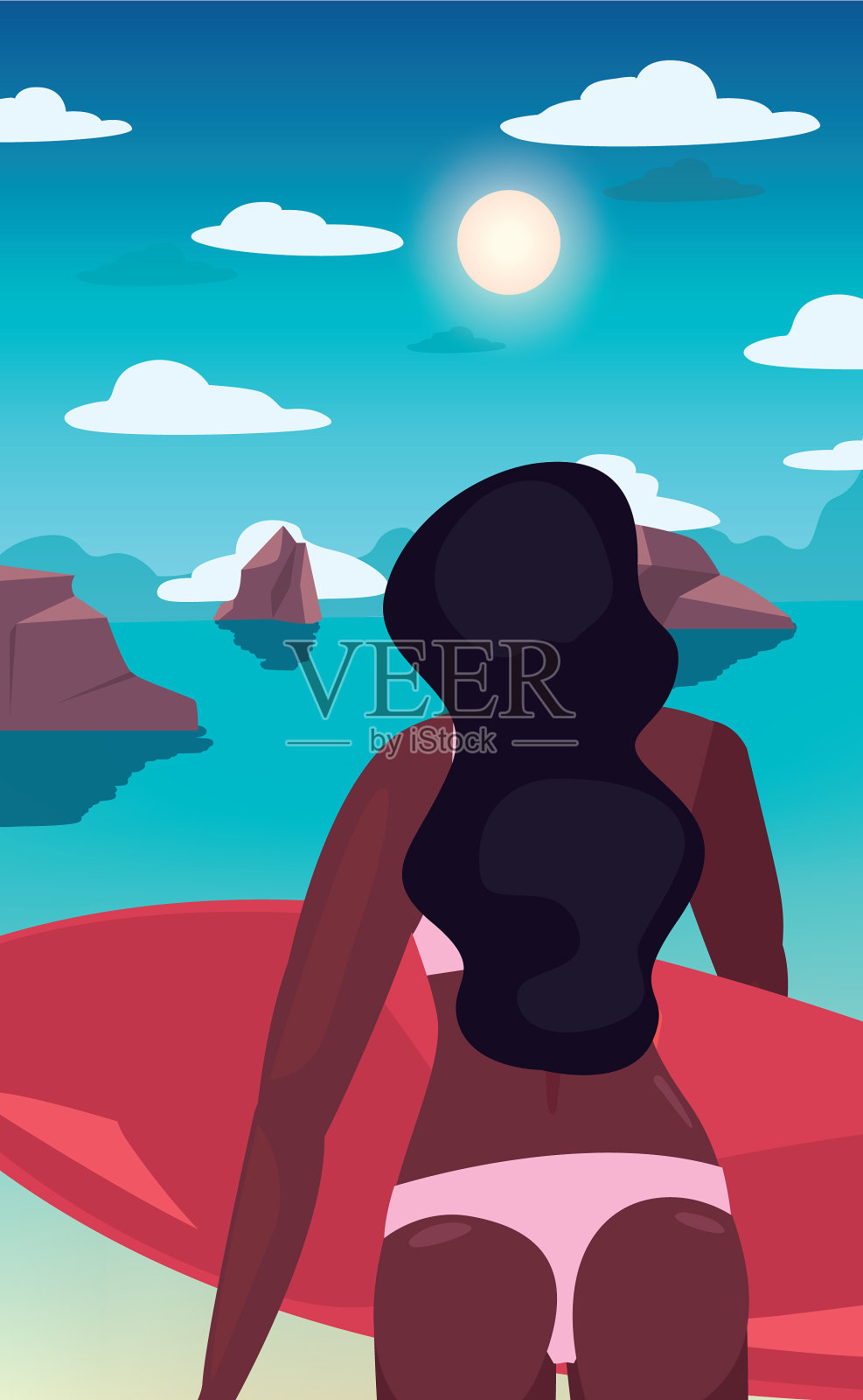 女性夏日假期设计插画图片素材