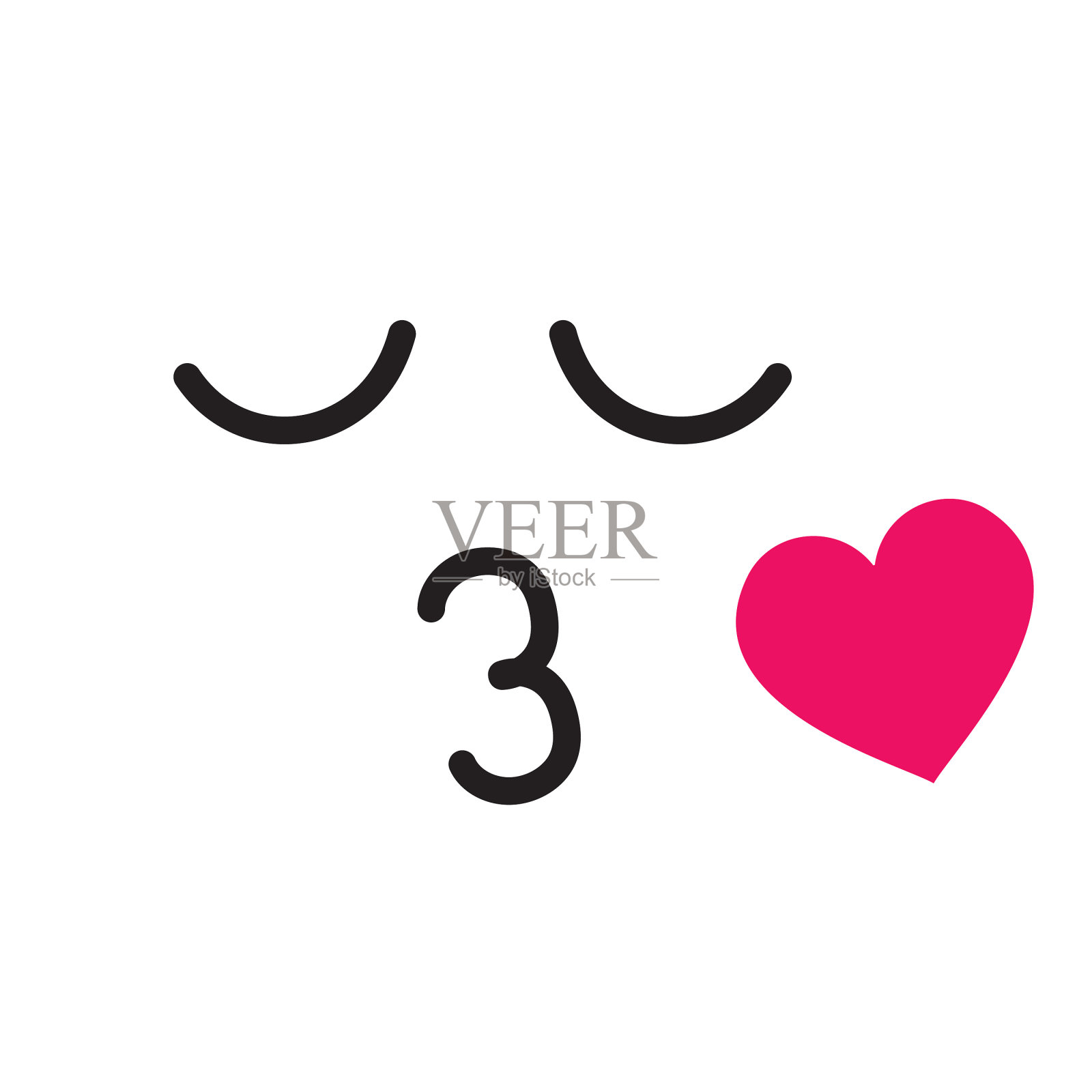 可爱的社交媒体表情在白色背景上飞吻插画图片素材