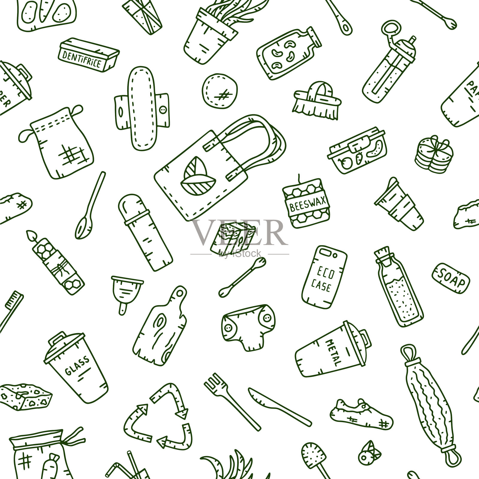 零浪费主题卡通涂鸦插画图片素材