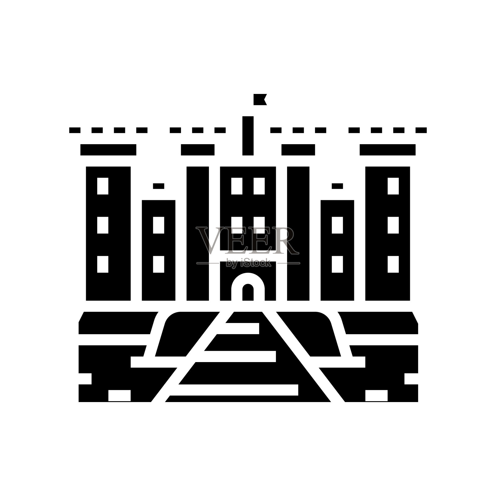 城堡中世纪建筑字形图标矢量插图插画图片素材