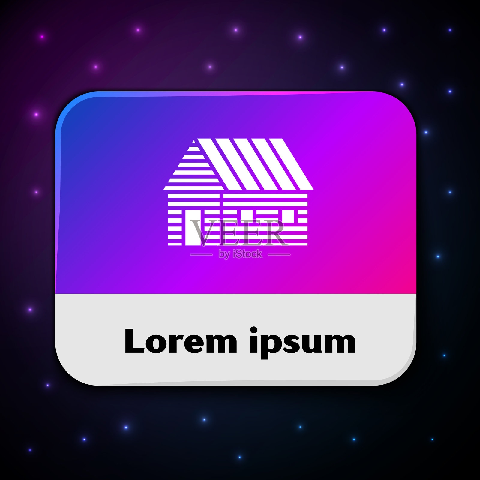 白色农舍图标孤立在黑色背景图标素材