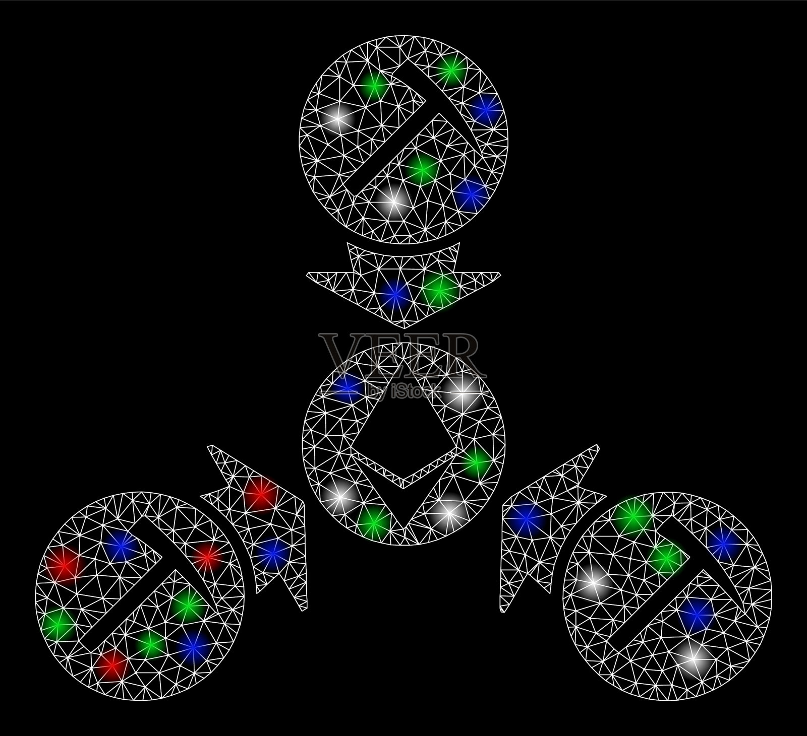 明亮网状骨架以太坊矿池插画图片素材