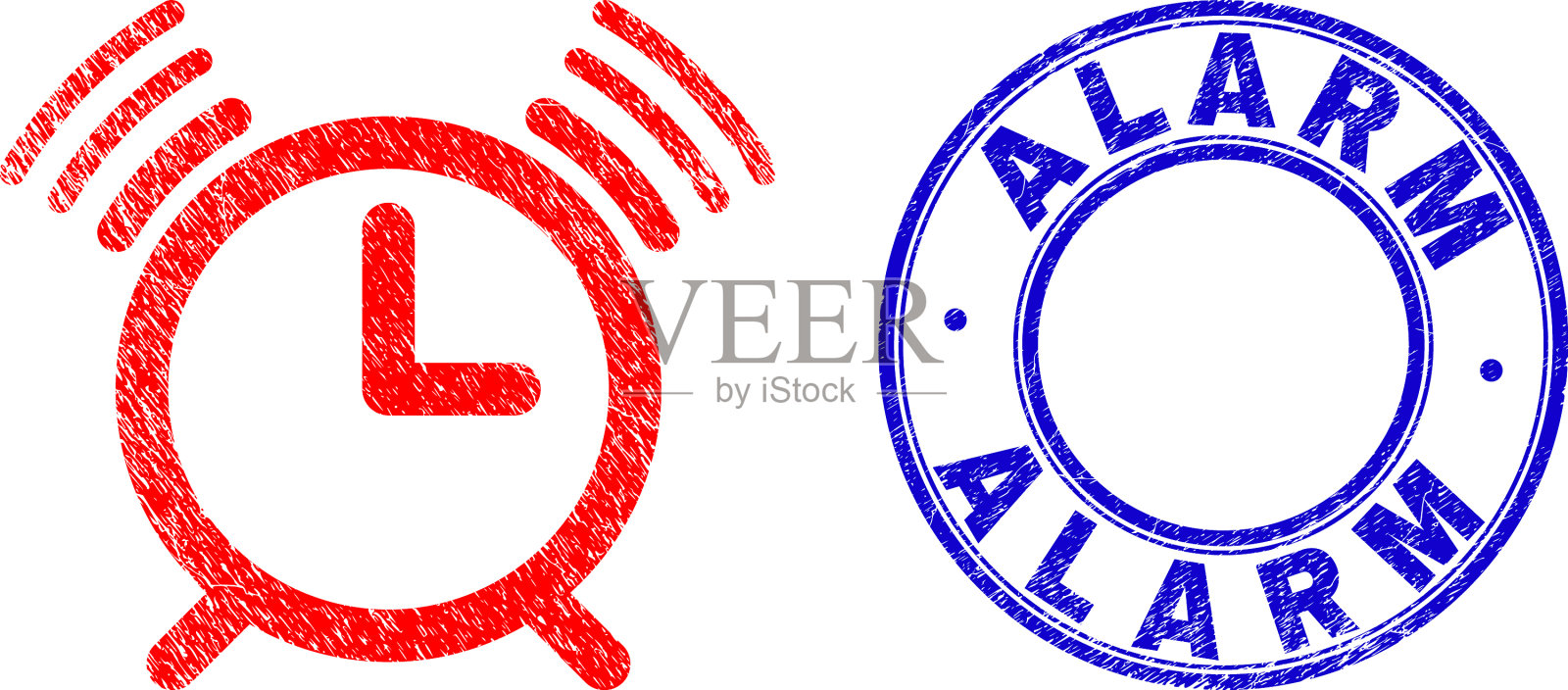 垃圾警报器密封和垃圾质感闹钟插画图片素材