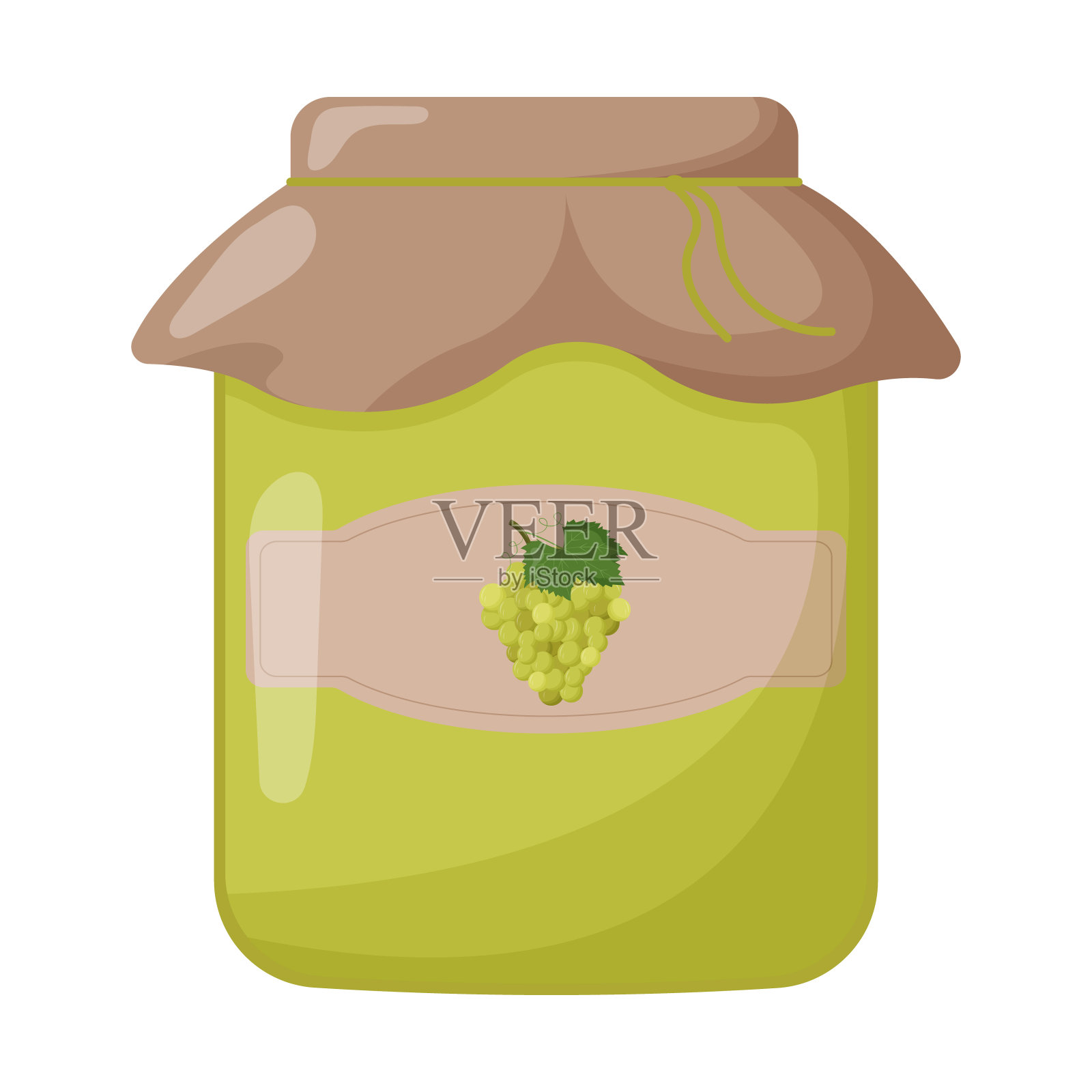 玻璃瓶的葡萄果酱与关闭的盖子。可爱的矢量图插画图片素材