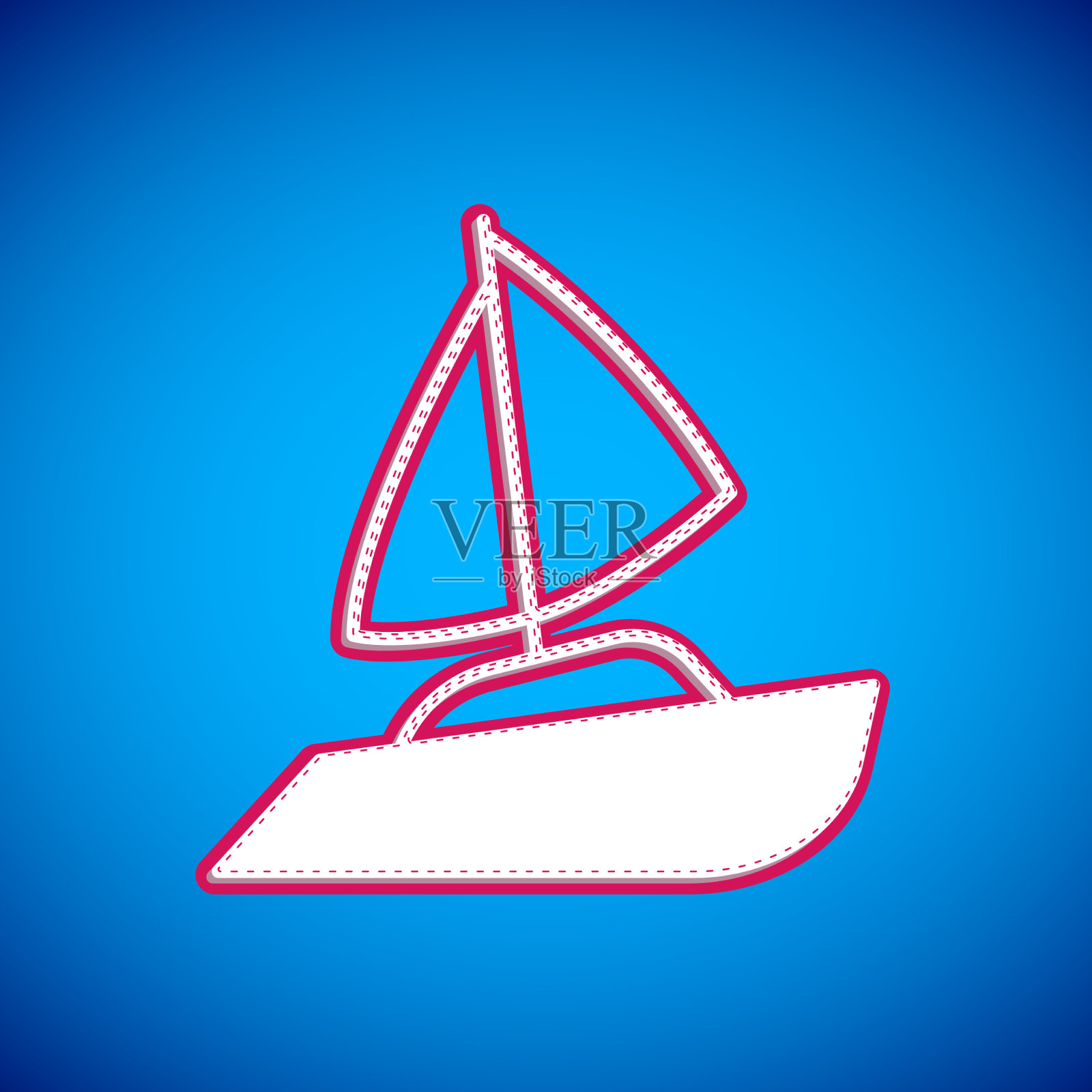 白色的游艇、帆船或帆船图标孤立插画图片素材