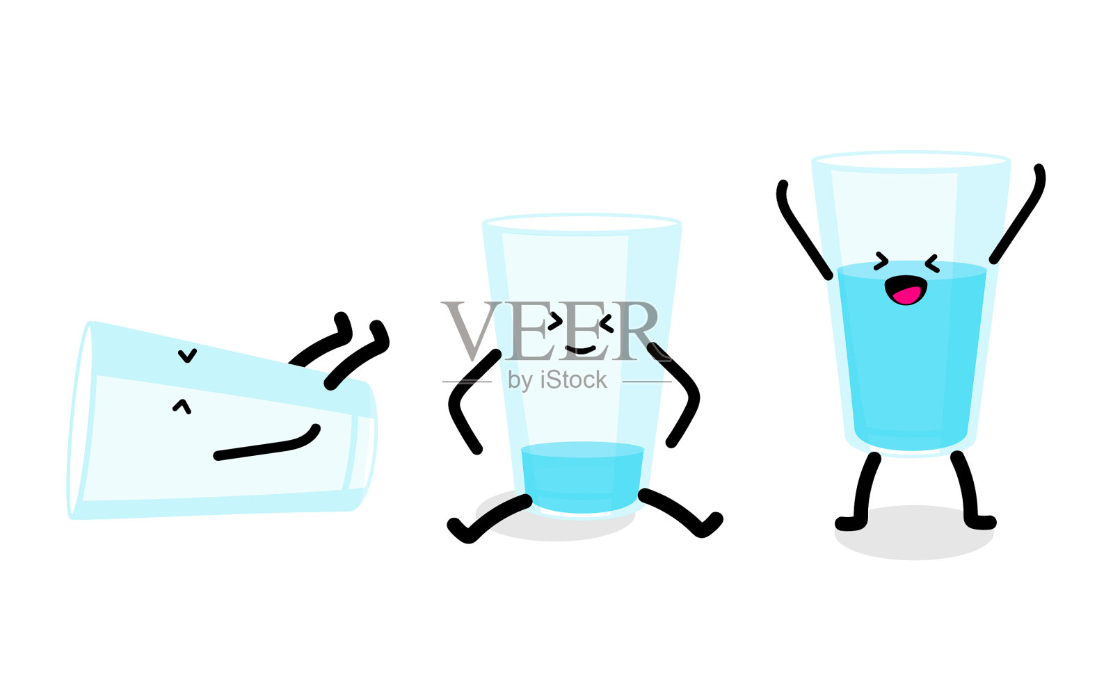 多喝水概念杯的水插画图片素材