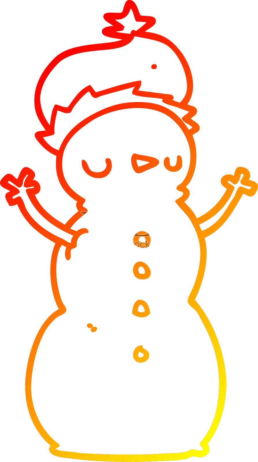 暖梯度线画卡通雪人设计元素图片