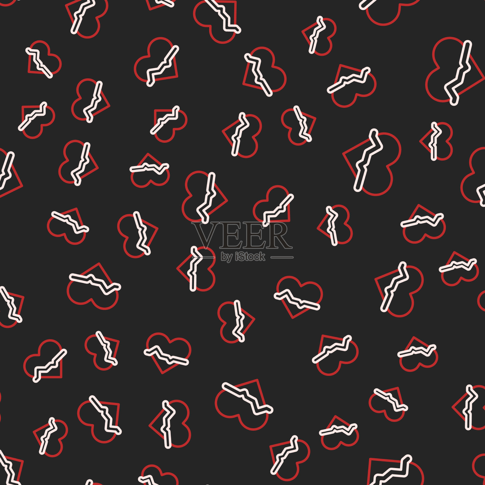 线心率图标隔离无缝图案上插画图片素材