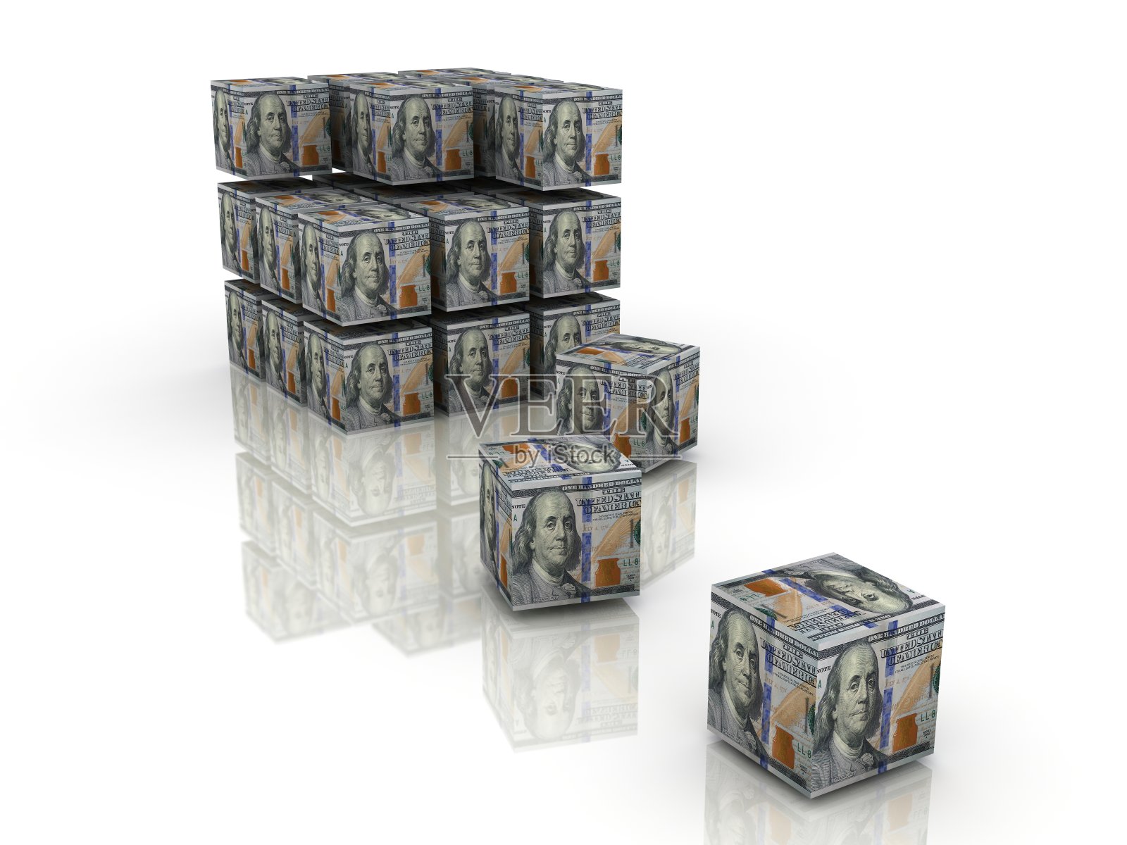 货币美元金融财富增长建立立方体照片摄影图片