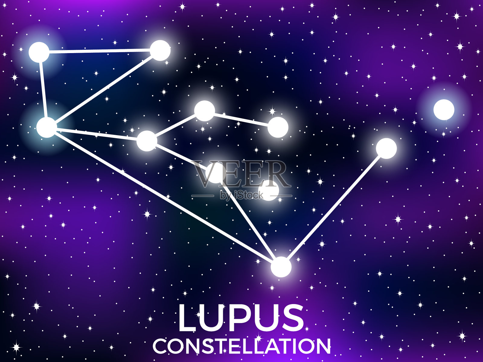 狼疮星座星夜星座插画图片素材