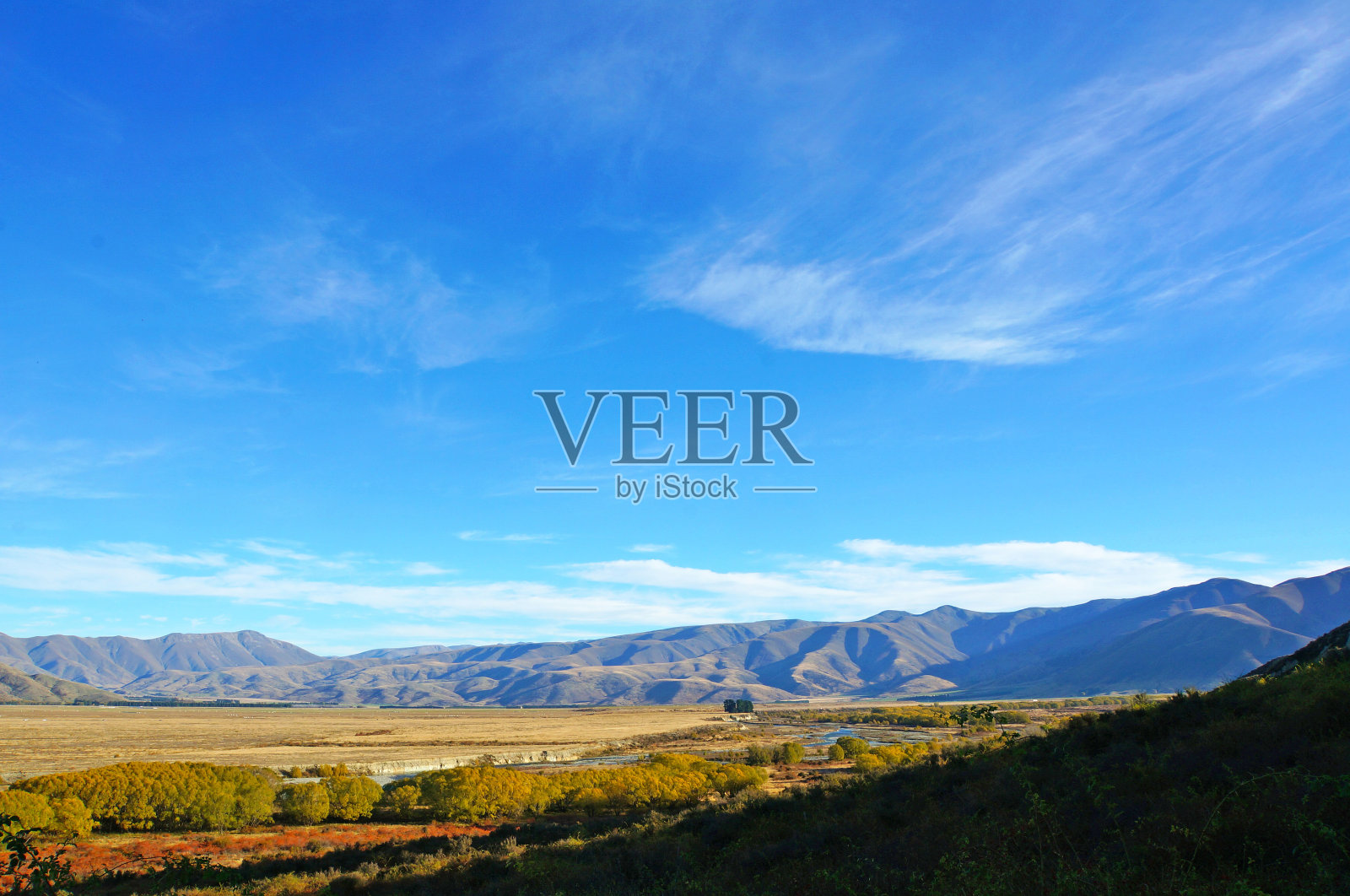 新西兰,南坎特伯雷,风景优美的麦肯齐区照片摄影图片