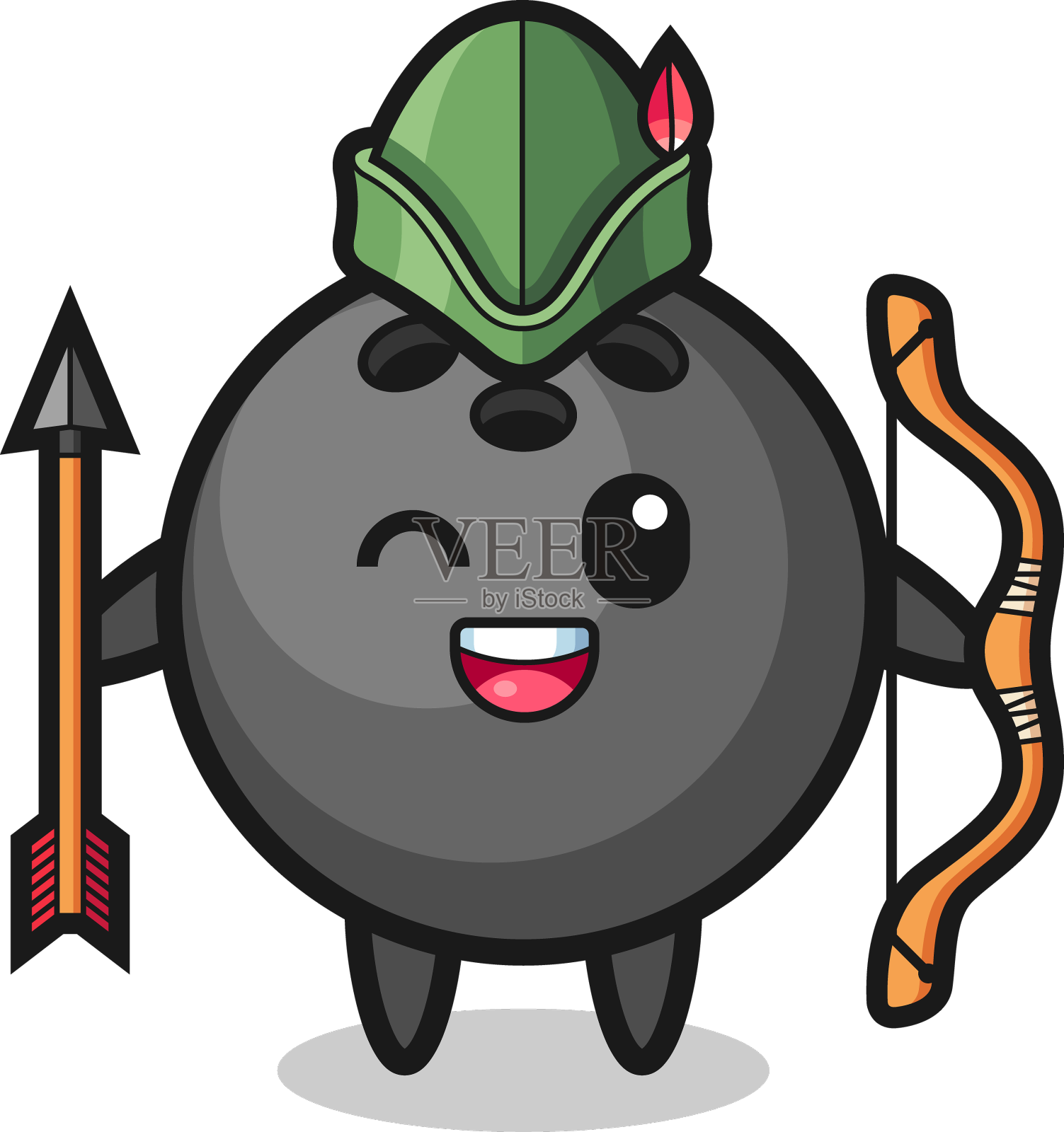 保龄球卡通作为中世纪射手吉祥物设计元素图片