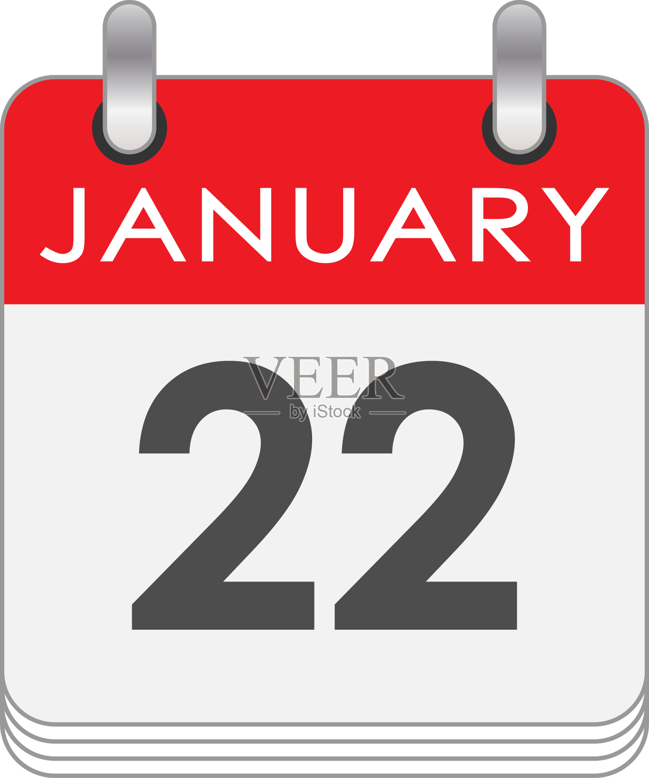 1月22日的一页翻页日历上有设计元素图片