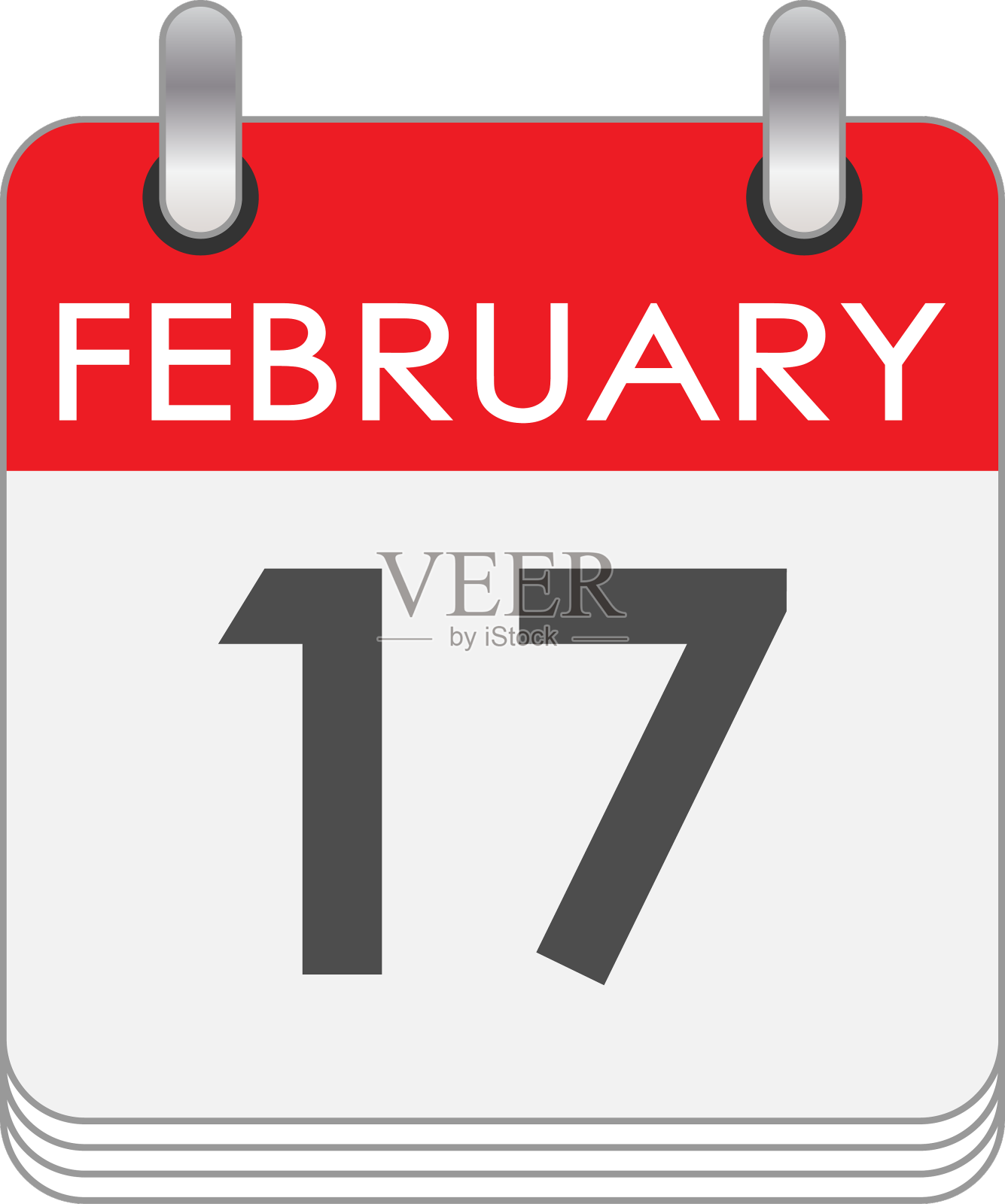 2月17日的一页翻页日历用的设计元素图片