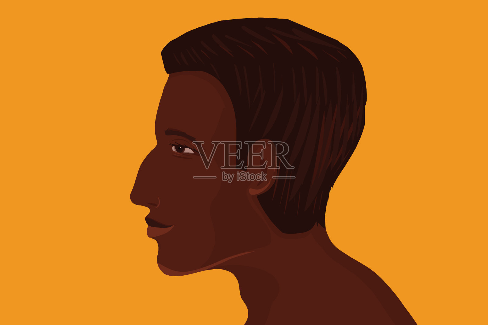 一个非裔美国人的侧面肖像插画图片素材
