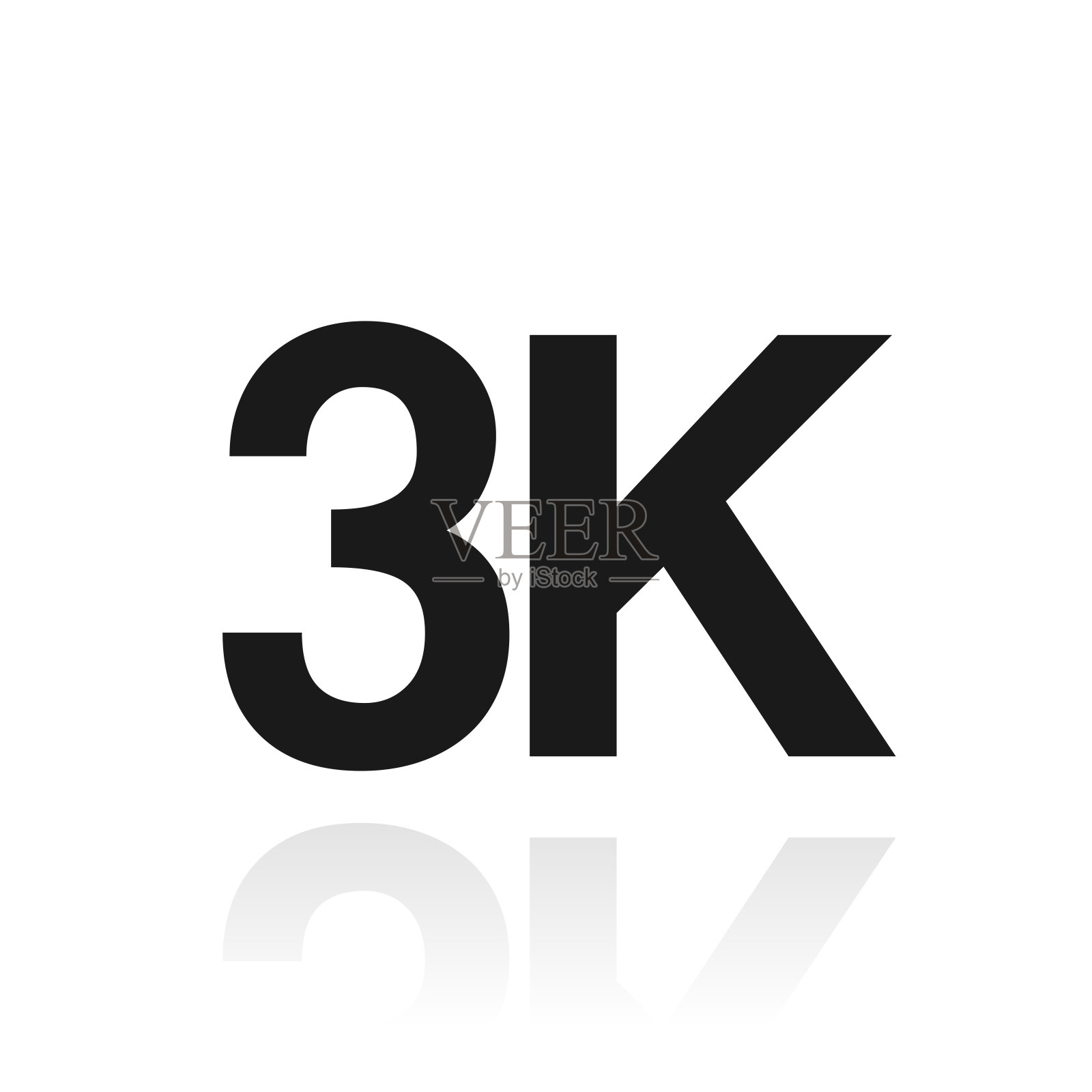 3K 3000 - 3000。白色背景上反射的图标插画图片素材