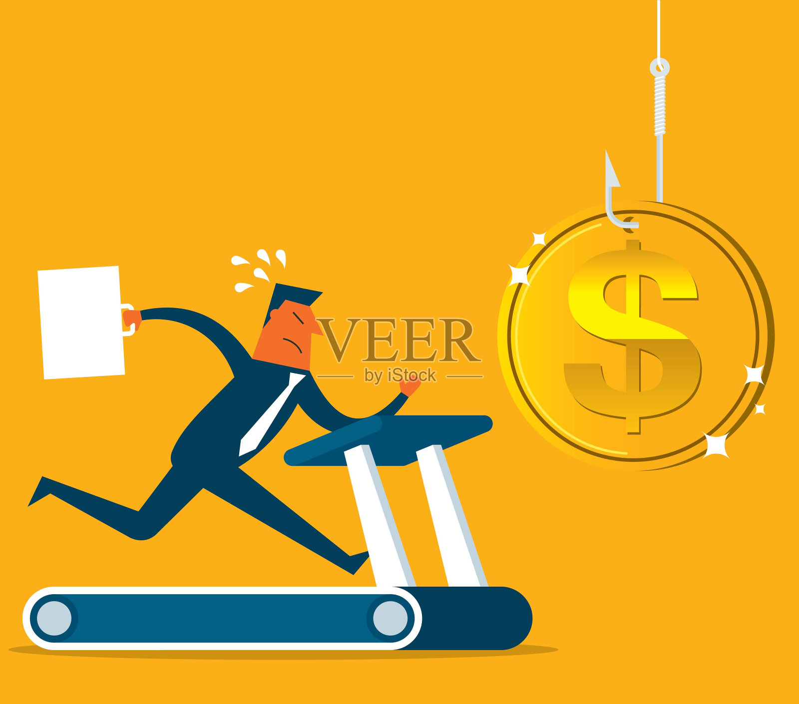 追逐金币的商人插画图片素材