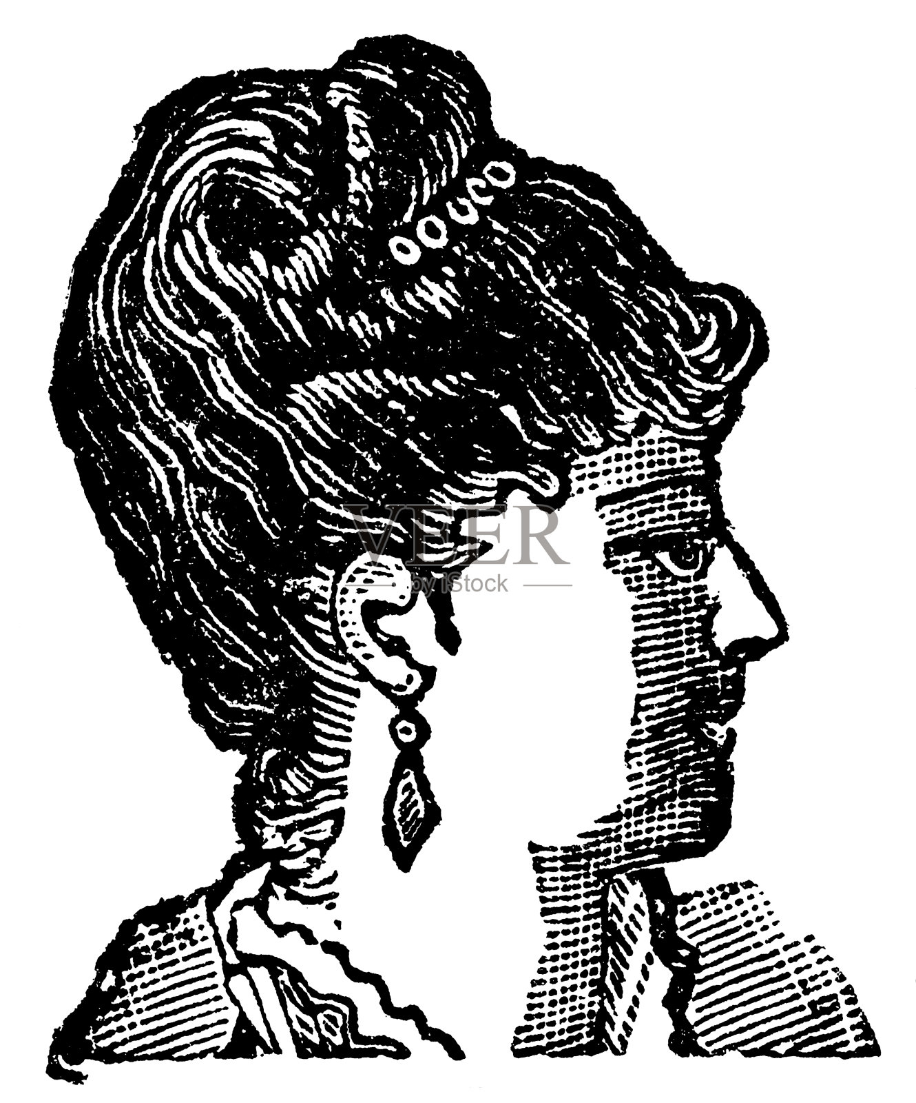 19世纪维多利亚时代妇女画像插画图片素材