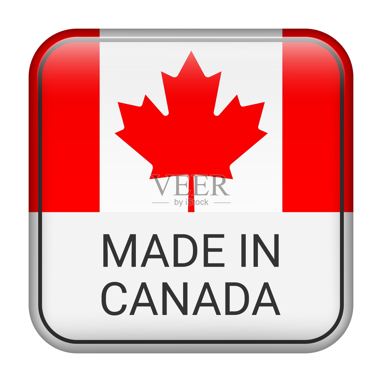 加拿大制造徽章矢量。有星星和国旗的贴纸。标志孤立在白色背景上。插画图片素材
