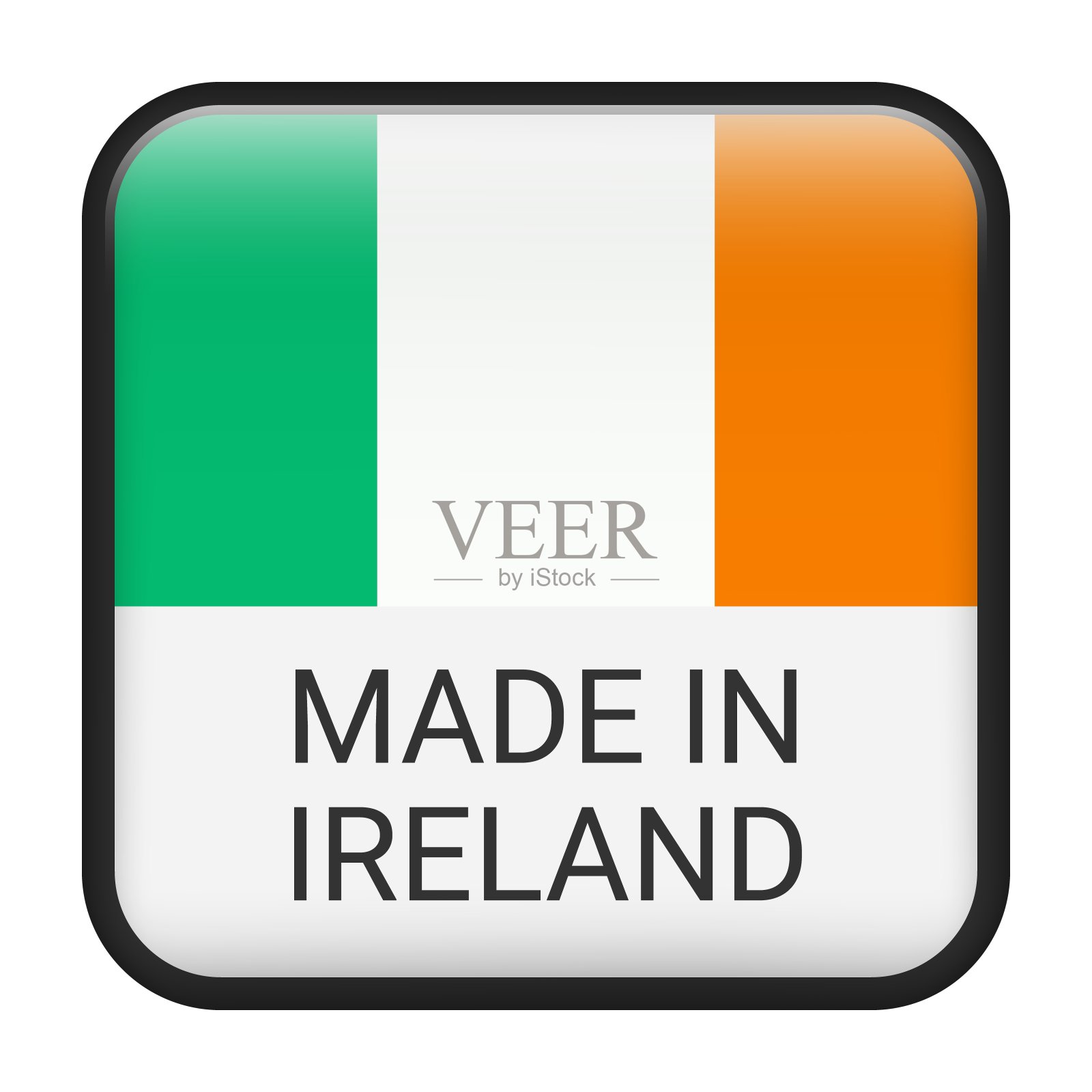 爱尔兰制造徽章矢量。印有星星和国旗的贴纸。标志孤立在白色背景上。插画图片素材