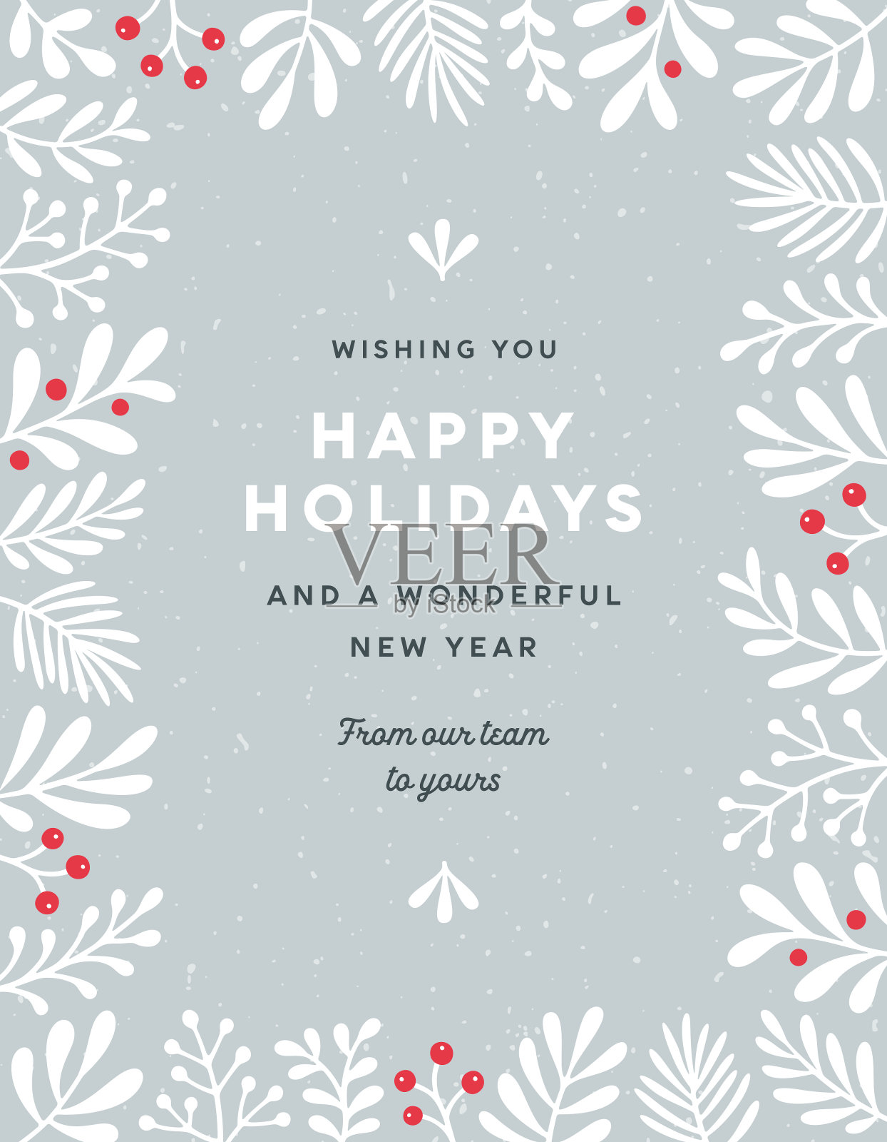 节日圣诞卡与植物元素插画图片素材