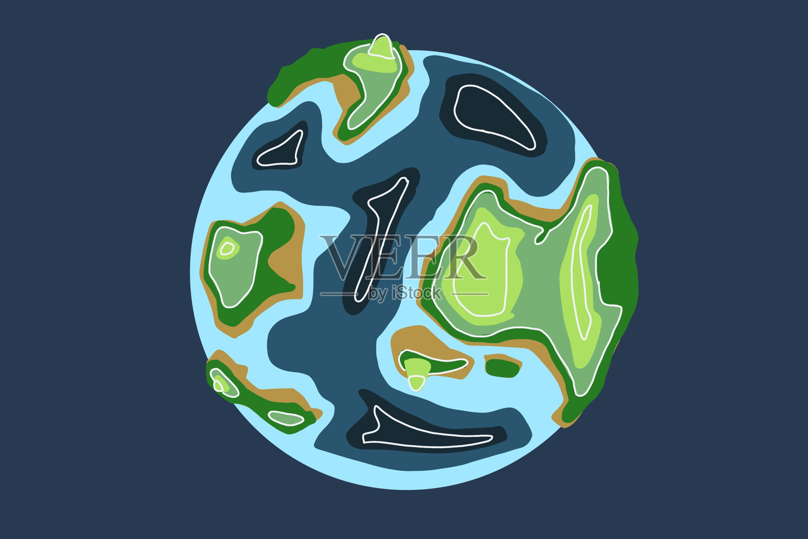 一套地球地球仪在蓝色星球的背景插画图片素材