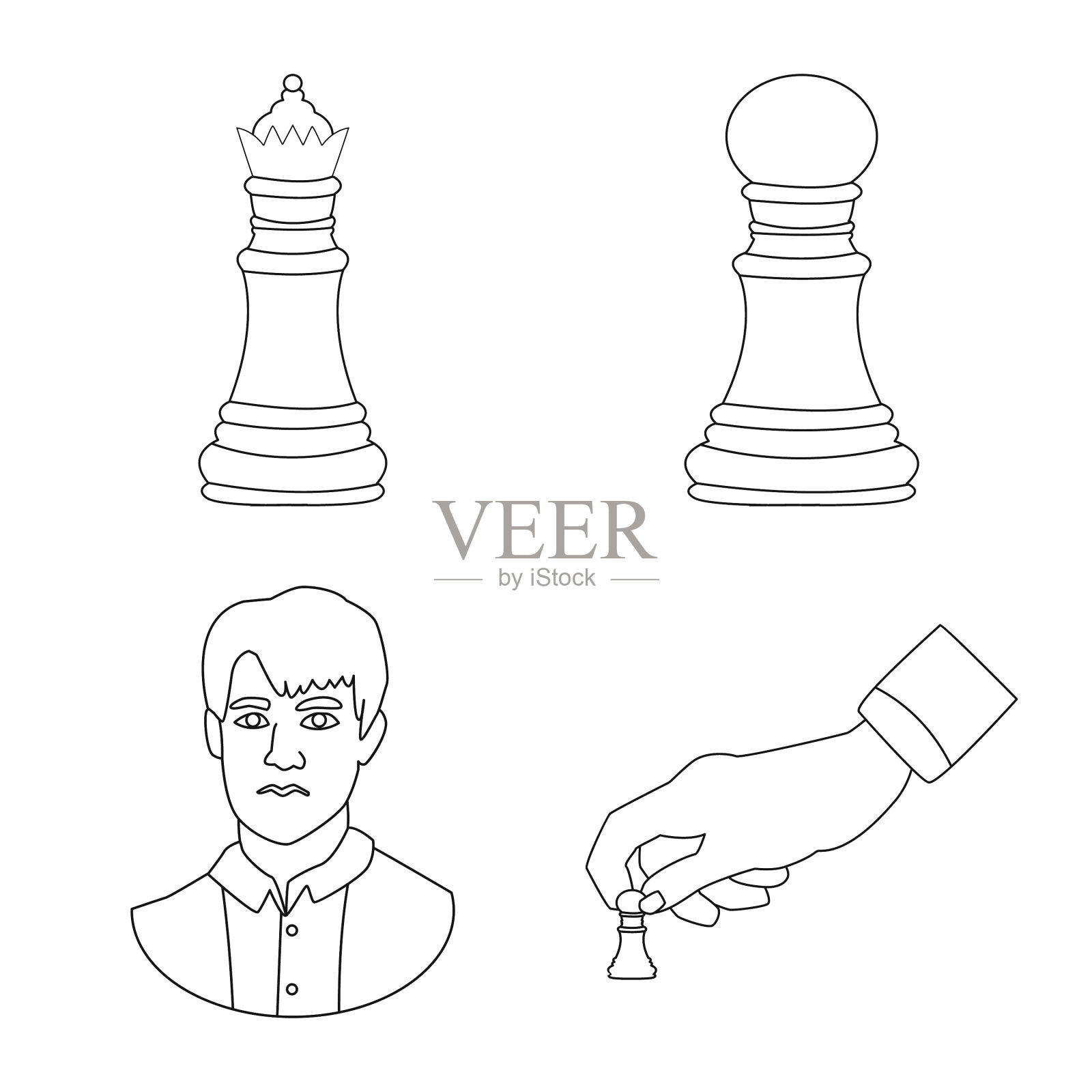 孤立物块和策略符号集的图标素材