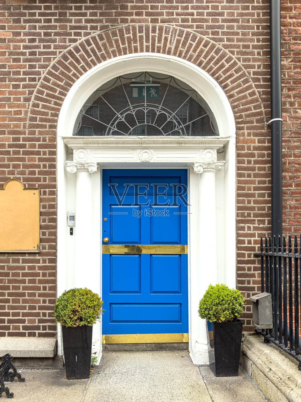 爱尔兰都柏林一扇著名的乔治亚时代的彩绘门照片摄影图片