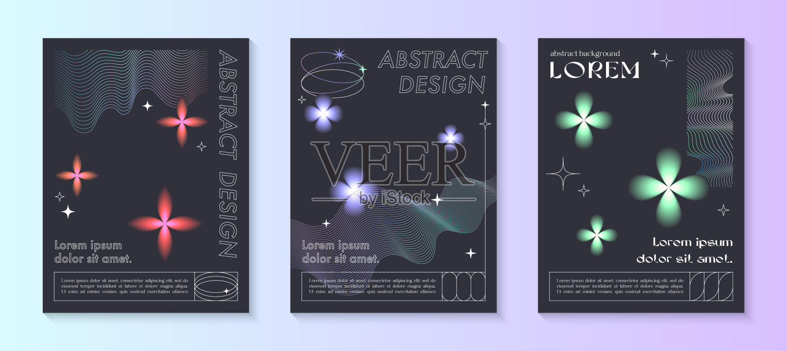 矢量抽象海报模板与线性形状,模糊的火花,复制空间的文字在90年代的风格插画图片素材