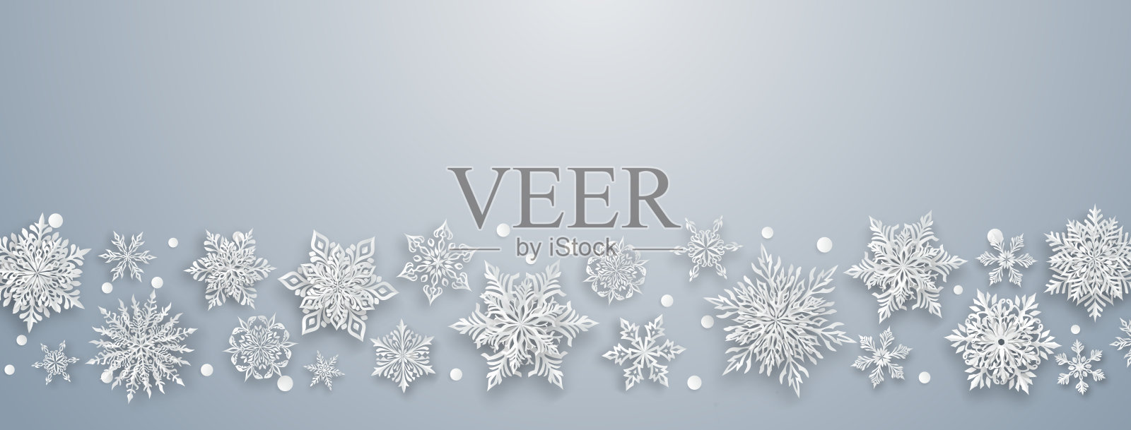 圣诞插图与纸雪花插画图片素材