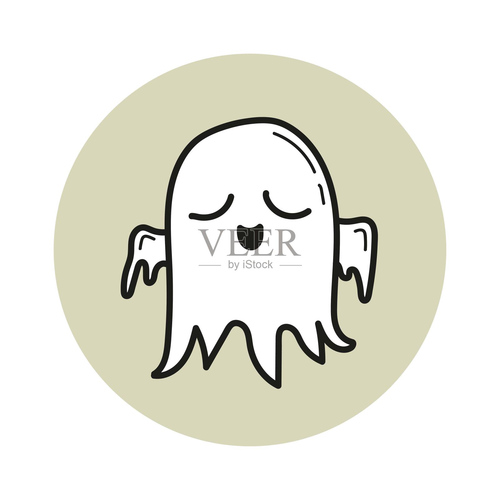 可爱的万圣节鬼卡通插画图片素材