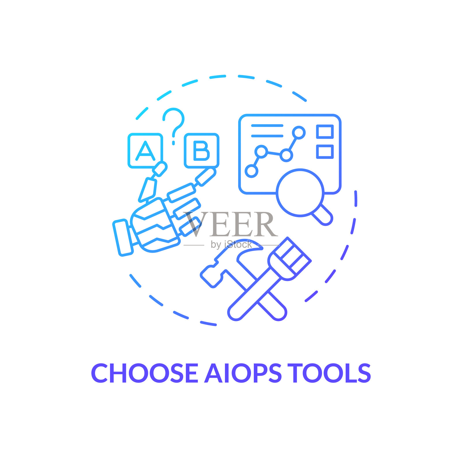 2D细线性渐变选择AI操作工具图标插画图片素材