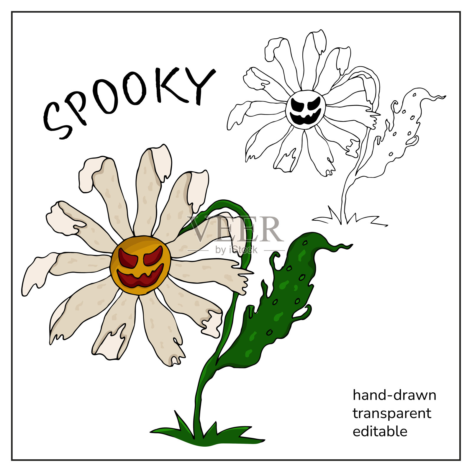 愤怒邪恶的万圣节花插画图片素材