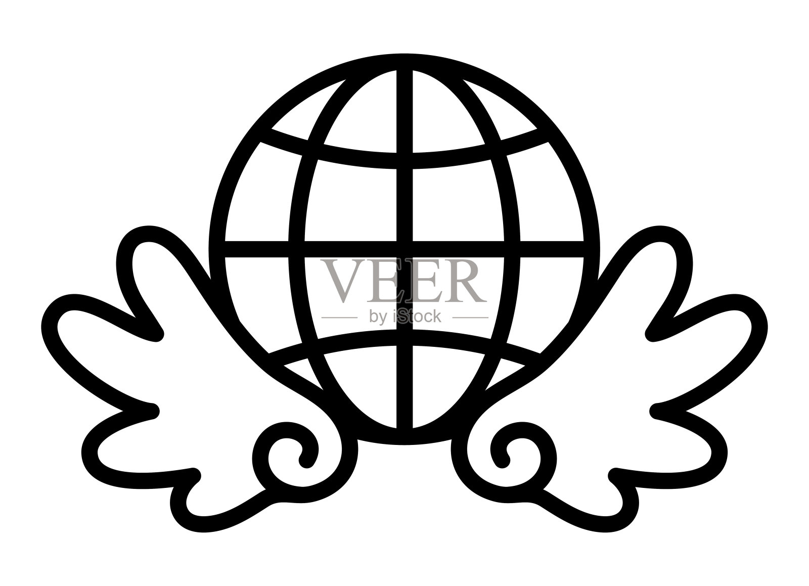 网络和翅膀隔离矢量图标插画图片素材