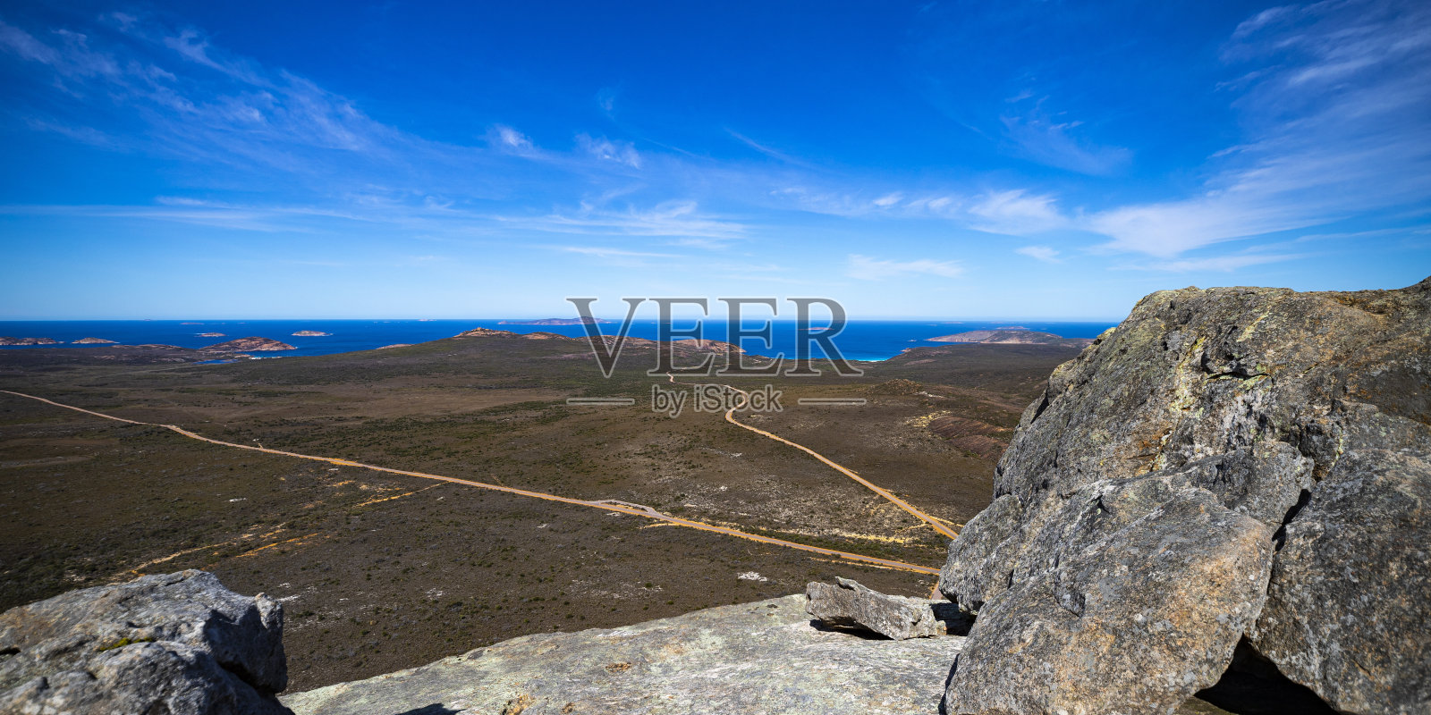从法国山顶俯瞰西澳大利亚大角国家公园全景;澳大利亚埃斯佩兰斯附近著名的国家公园景观照片摄影图片