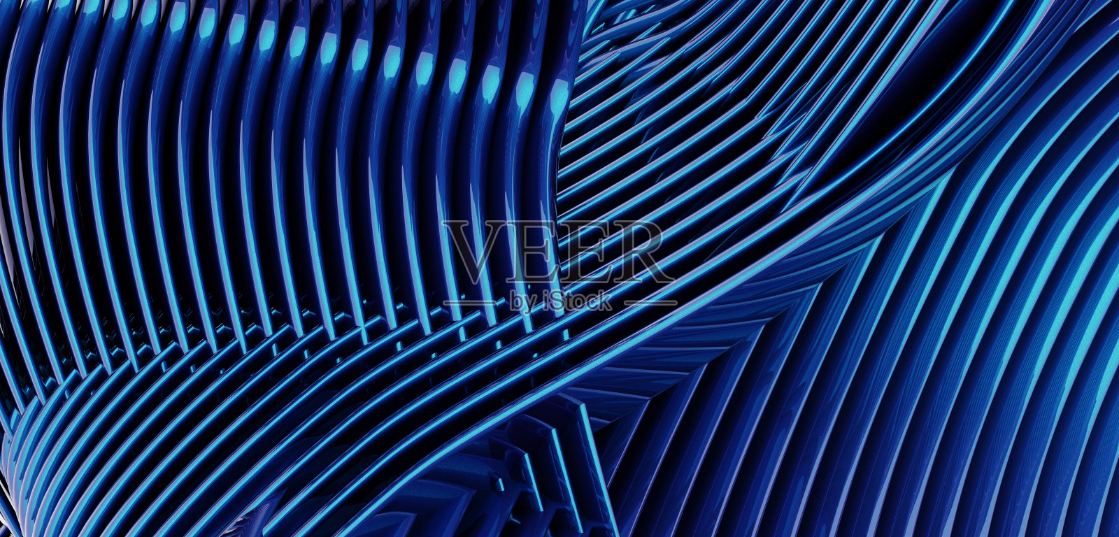 背景波塑料扭弯管的平行波三维图示照片摄影图片