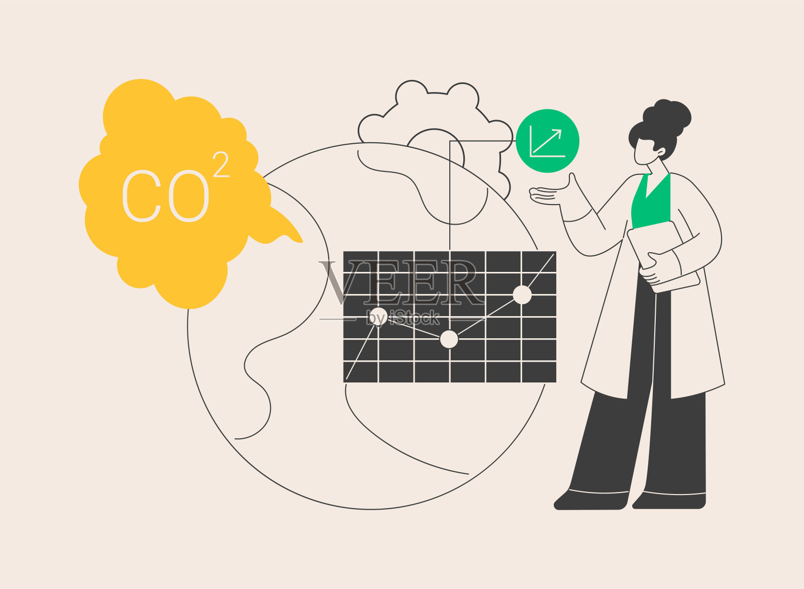 全球二氧化碳排放抽象概念矢量插图。插画图片素材