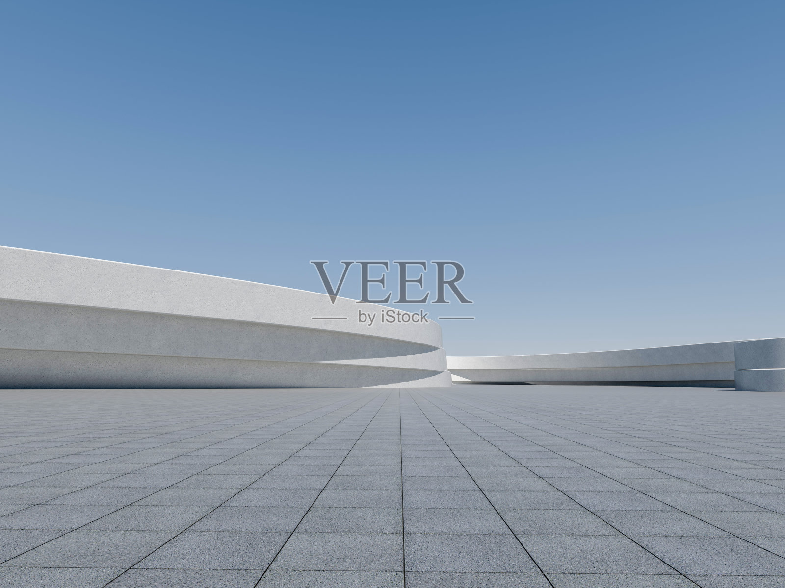 抽象的混凝土建筑背景。三维渲染照片摄影图片