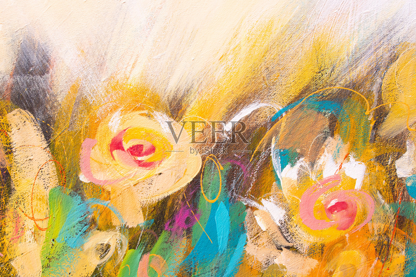 这张画布上富有表现力的笔触创造了一个艺术和动态的抽象背景照片摄影图片