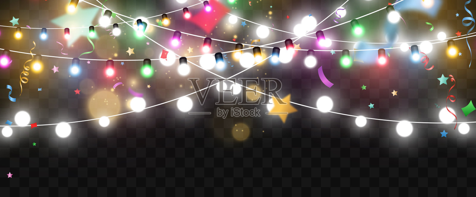 矢量插图的光花环在一个透明的背景。插画图片素材