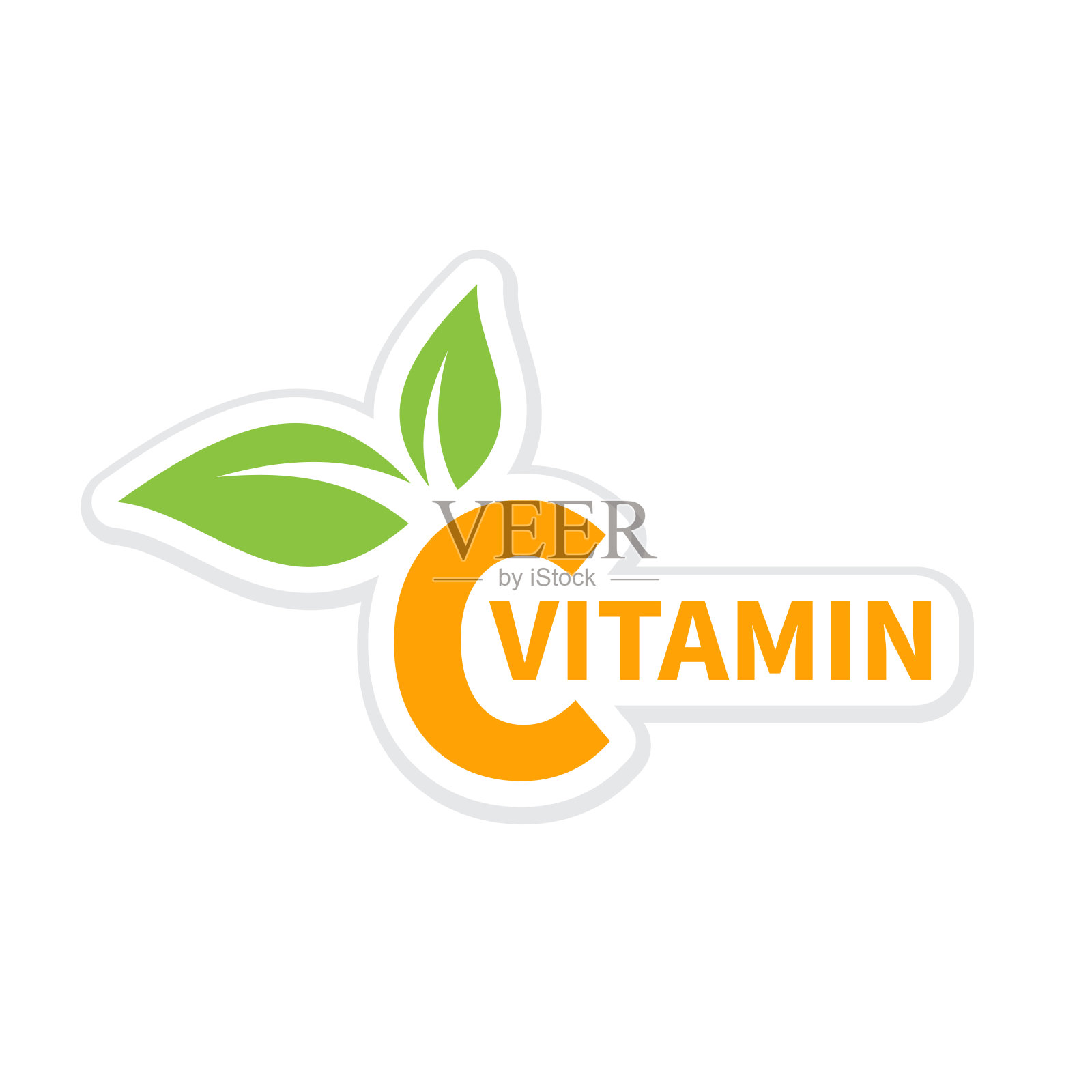 维生素c彩色贴纸插画图片素材